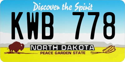 ND license plate KWB778