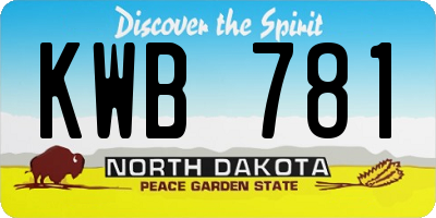 ND license plate KWB781