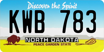 ND license plate KWB783