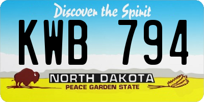 ND license plate KWB794