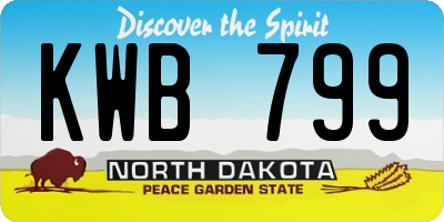 ND license plate KWB799