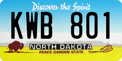 ND license plate KWB801