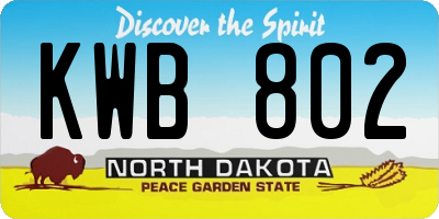 ND license plate KWB802