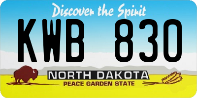 ND license plate KWB830