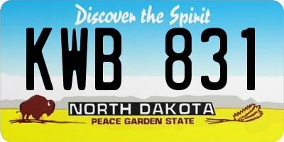 ND license plate KWB831