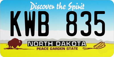 ND license plate KWB835