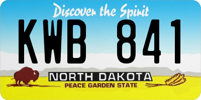 ND license plate KWB841