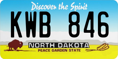 ND license plate KWB846