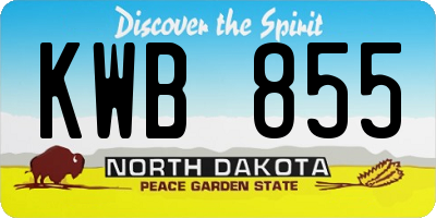 ND license plate KWB855