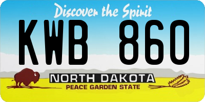 ND license plate KWB860