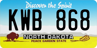 ND license plate KWB868