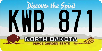 ND license plate KWB871