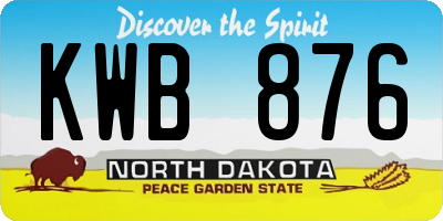 ND license plate KWB876