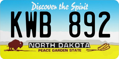 ND license plate KWB892
