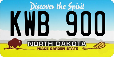 ND license plate KWB900