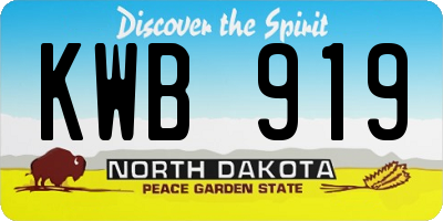 ND license plate KWB919