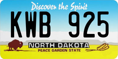 ND license plate KWB925
