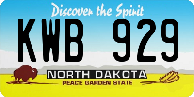 ND license plate KWB929