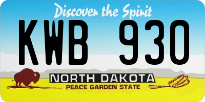 ND license plate KWB930