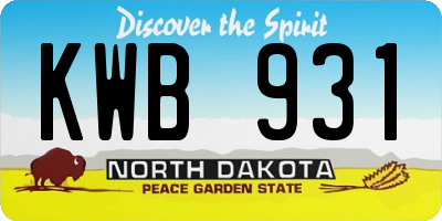 ND license plate KWB931