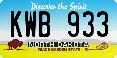 ND license plate KWB933