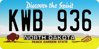 ND license plate KWB936