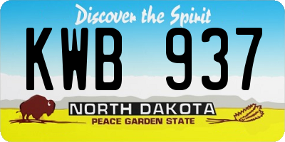 ND license plate KWB937