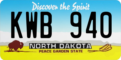 ND license plate KWB940