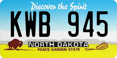 ND license plate KWB945