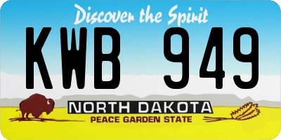 ND license plate KWB949