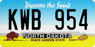 ND license plate KWB954