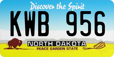 ND license plate KWB956