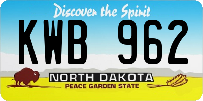 ND license plate KWB962