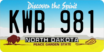 ND license plate KWB981