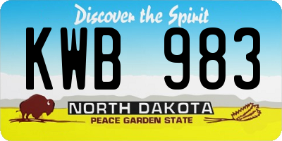 ND license plate KWB983