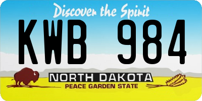 ND license plate KWB984