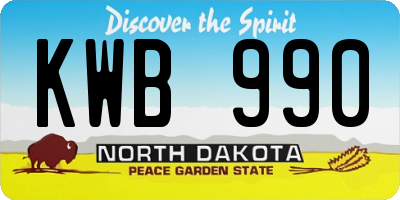 ND license plate KWB990