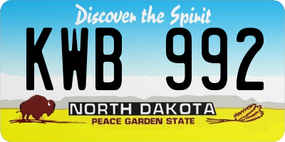 ND license plate KWB992