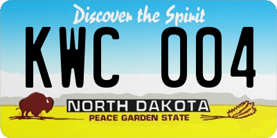 ND license plate KWC004