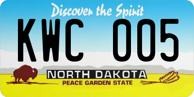 ND license plate KWC005