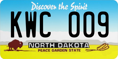 ND license plate KWC009