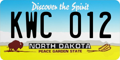ND license plate KWC012