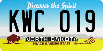ND license plate KWC019