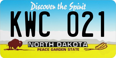 ND license plate KWC021
