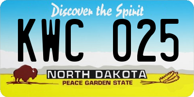 ND license plate KWC025