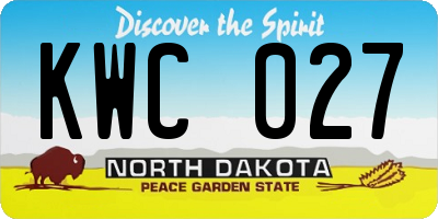 ND license plate KWC027