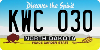 ND license plate KWC030