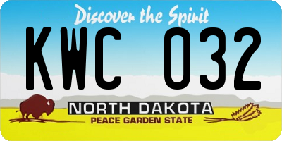 ND license plate KWC032