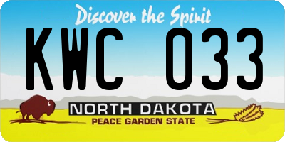 ND license plate KWC033