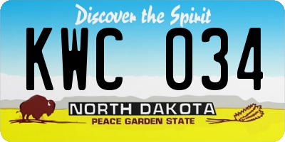 ND license plate KWC034